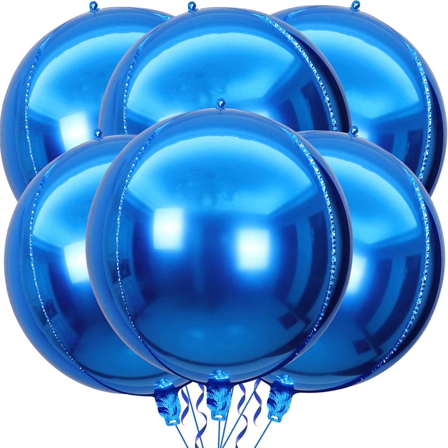 LHOAVWE 6 Pack Blue 22 Inch 4D Big Round Foil Balloons for Wedding, Birthday, Bridal Shower, Baby Shower Decorations