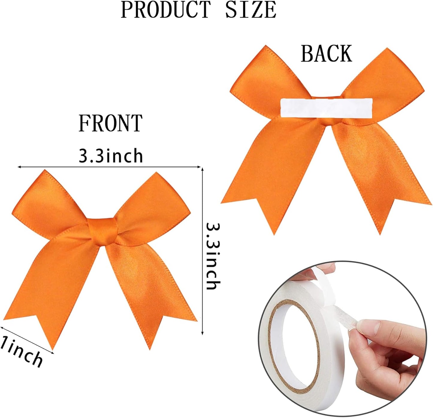 50 Pieces Gift Wrap Bows Premium Satin Ribbon Bows 3.3 Inch Craft Bows for Gift Wrapping DIY Treat Bags Holiday Gifts Bag Party Decorations, Wedding Decor Christmas Birthday Presents (Orange)