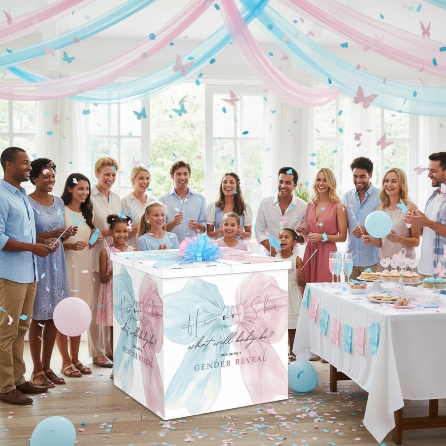AmazingSpark 28in Giant Gender Reveal Gift Box with Lid Kit Oversized Gender Reveal Balloon Box