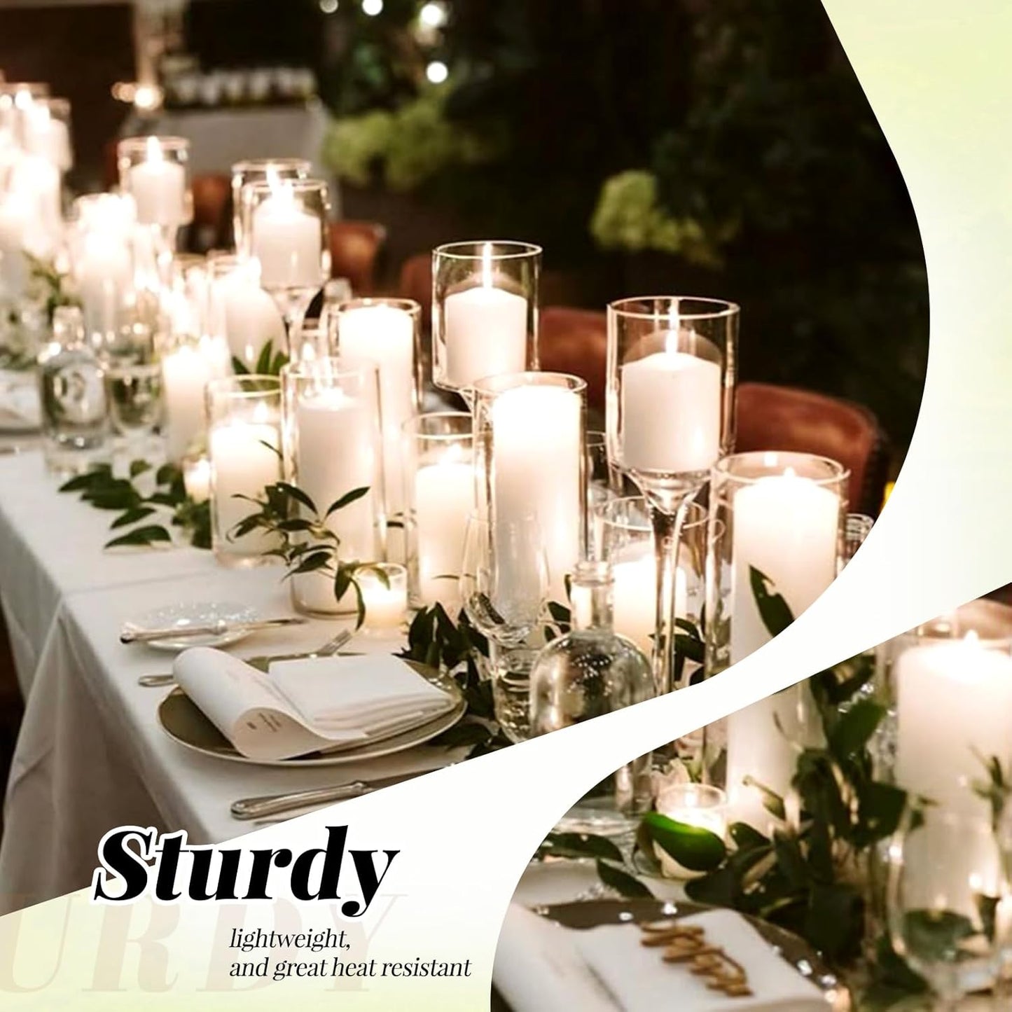 12Pack Glass Cylinder Vases for Centerpieces - 10 Inch Tall Flower Vase for Wedding Decorations, Floating Candle Holder Vase Bulk,Glass Hurricane Candle Holders for Table Shelf, Party, Home Decor