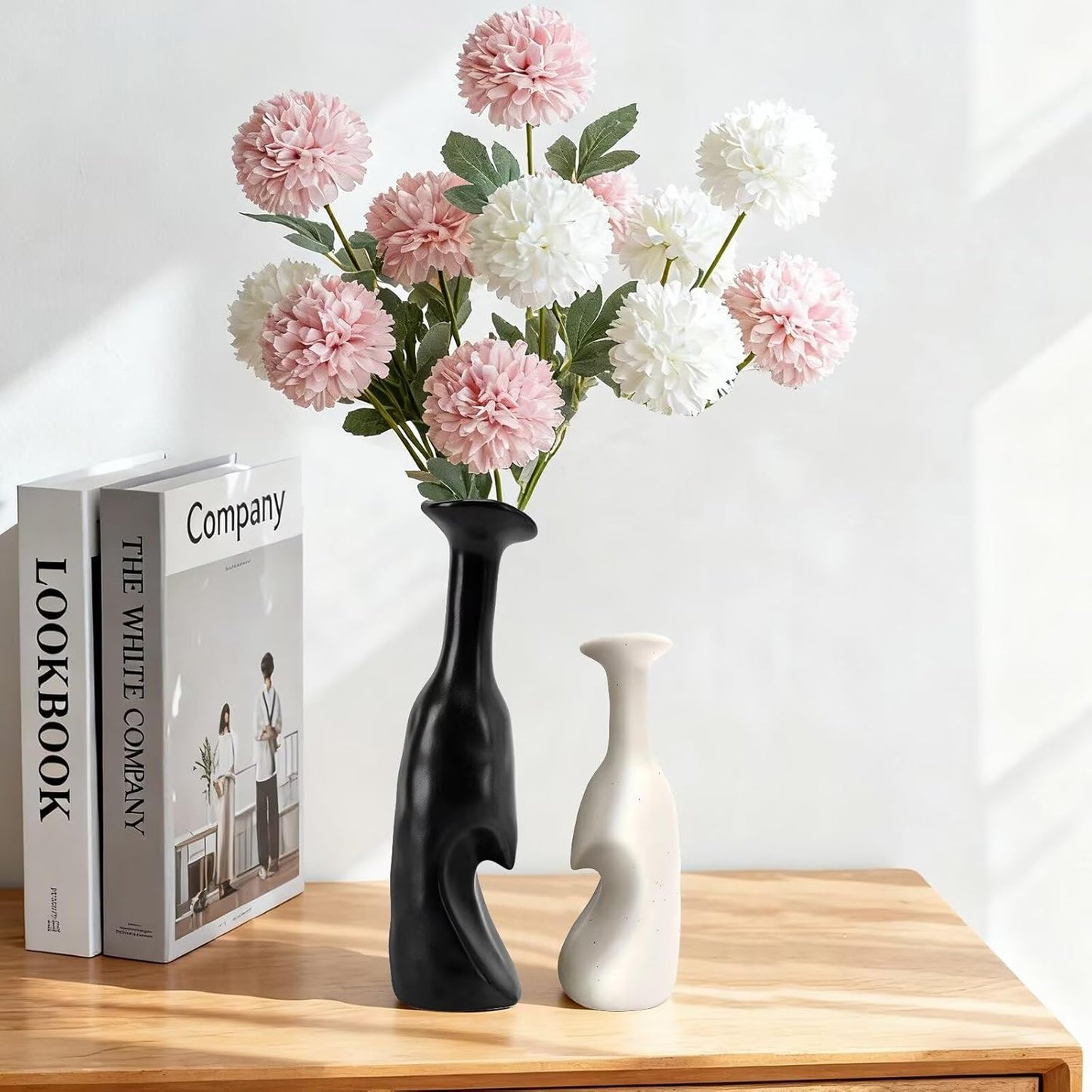 Heart Shaped Small Ceramic Vases Set of 2 Home Decor Boho Vase Modern Matte Flower Vase Minimalist Decorative Vase for Wedding Gift Dining Coffee Table Book Shelf Office Décor