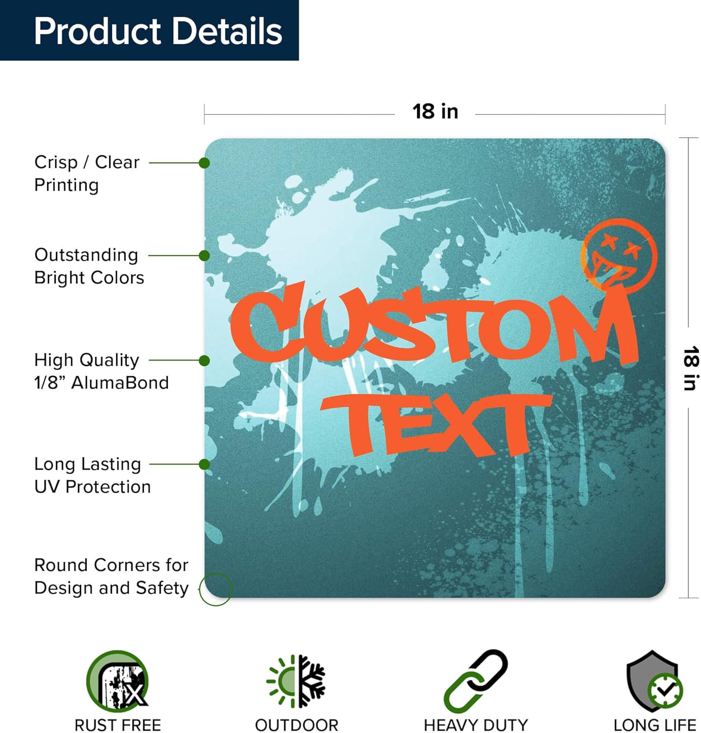 Custom Sign, Custom Street Sign, 11 Font Colors, 13 Font Styles, 4 Hole Options, 22 Sizes, 18x18 Inches, Rust Free DiBound, Fade Resistant, Made in USA by My Sign Center (Graffiti)