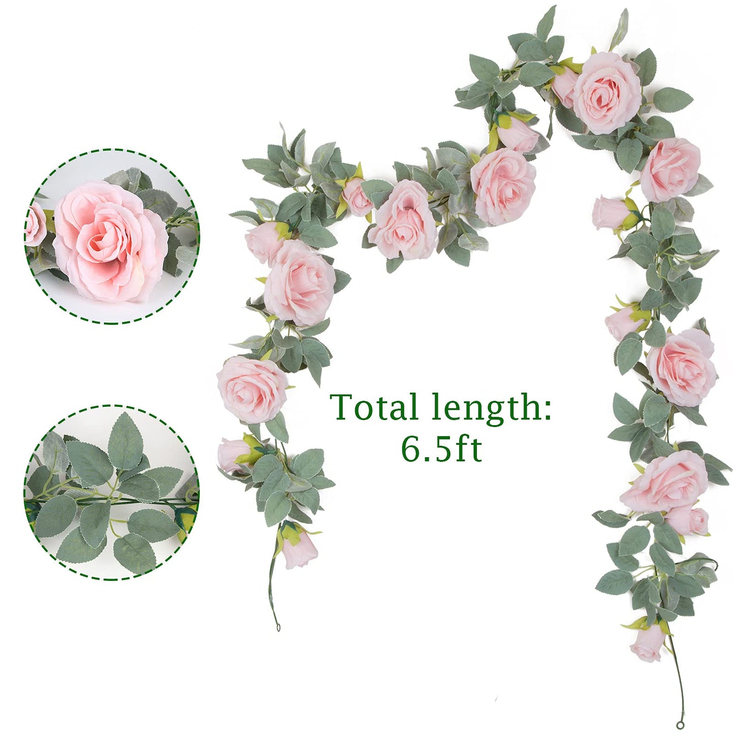 TELDRASSIL 4Pcs(26 FT) Artificial Rose Vine Fake Flower Garland Fake Silk Rose Hanging Vine for