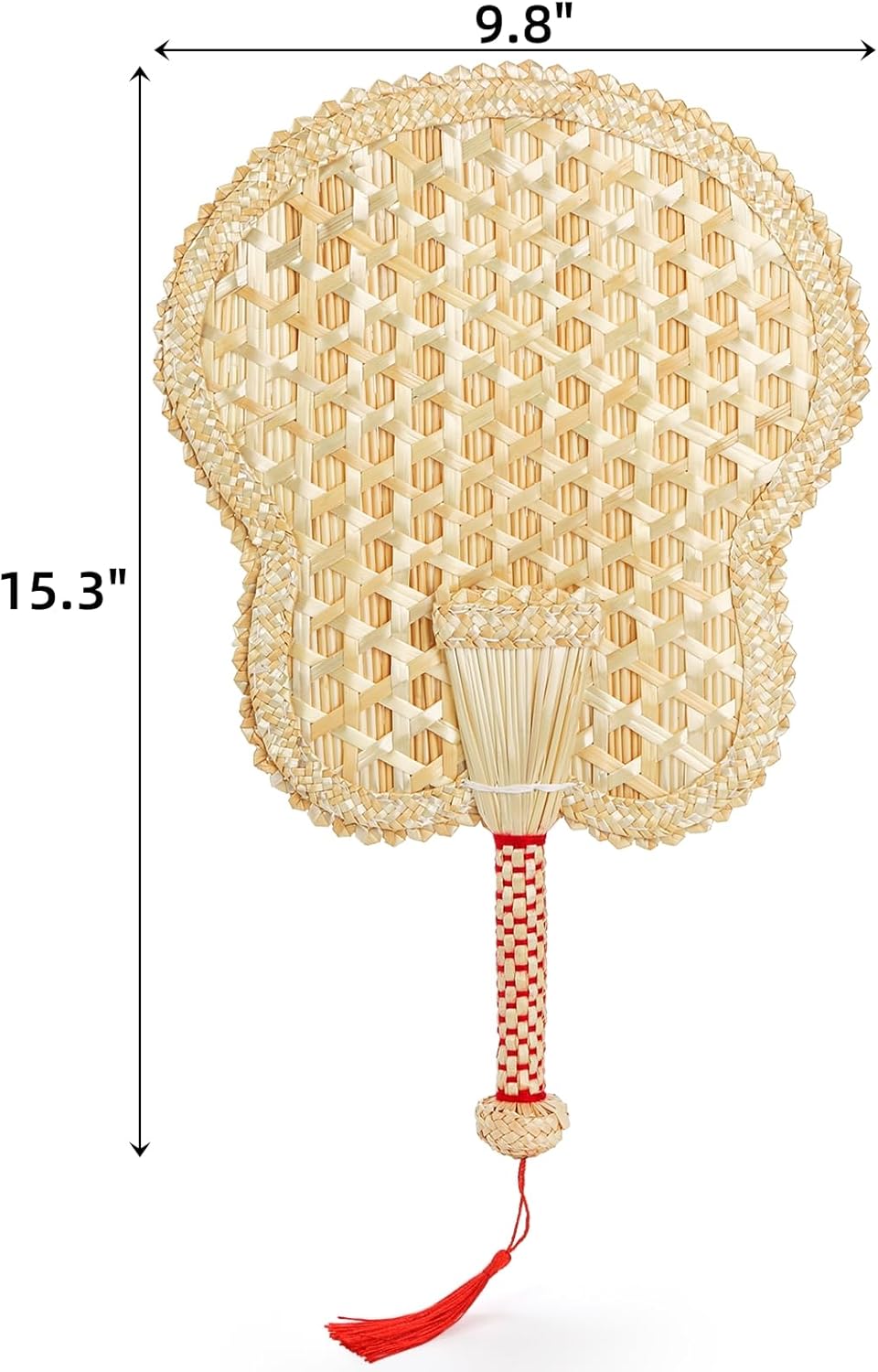 Goaste 2 Packs Hand Woven Fan, Handheld Wheat Straw Fans, Rustic Chinese Manual Fan for Summer Cooling, Wedding Palm, Home Decoration, DIY Decoration, Elderly Travel Supplies, Personal Use Gift