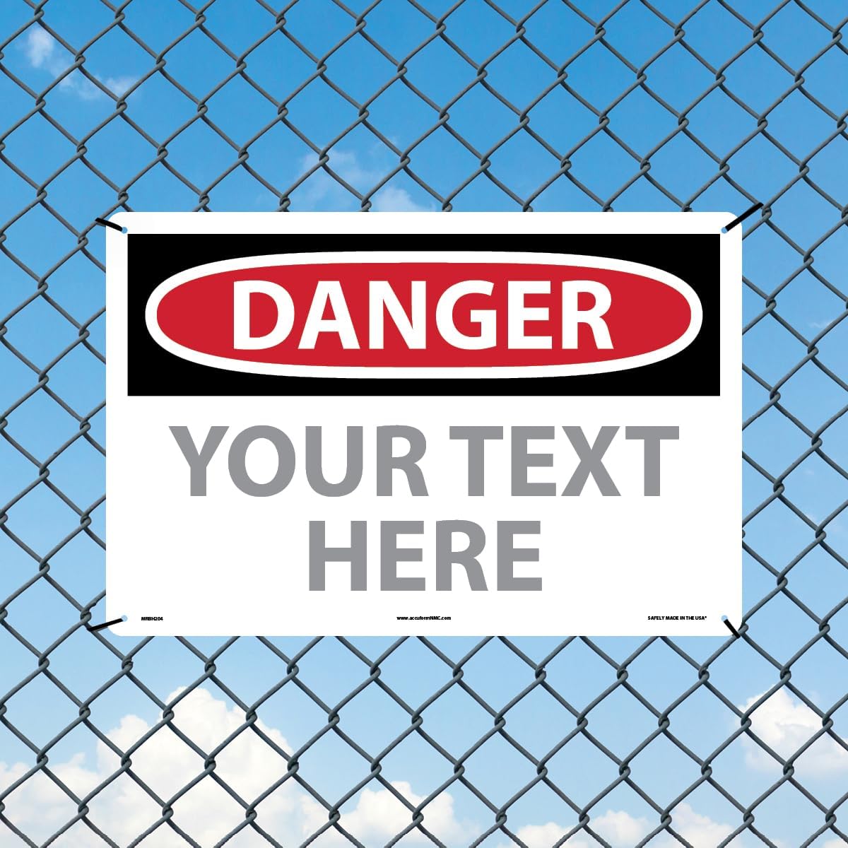 Custom OSHA Style Danger Sign 12" x 18" Plastic Sign, Customizable "Your Text Here", by AccuformNMC Made in USA
