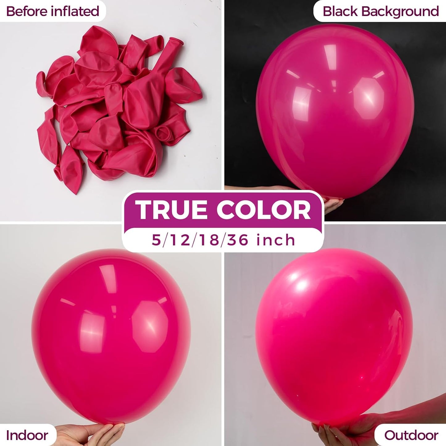 Bezente Hot Pink Balloons 18 Inch - 30 Pack Large Thick Pink Balloons Big Round Hot Pink Latex Balloons for Wedding Bridal Shower Valentine's Day Birthday Party Backdrop Decorations