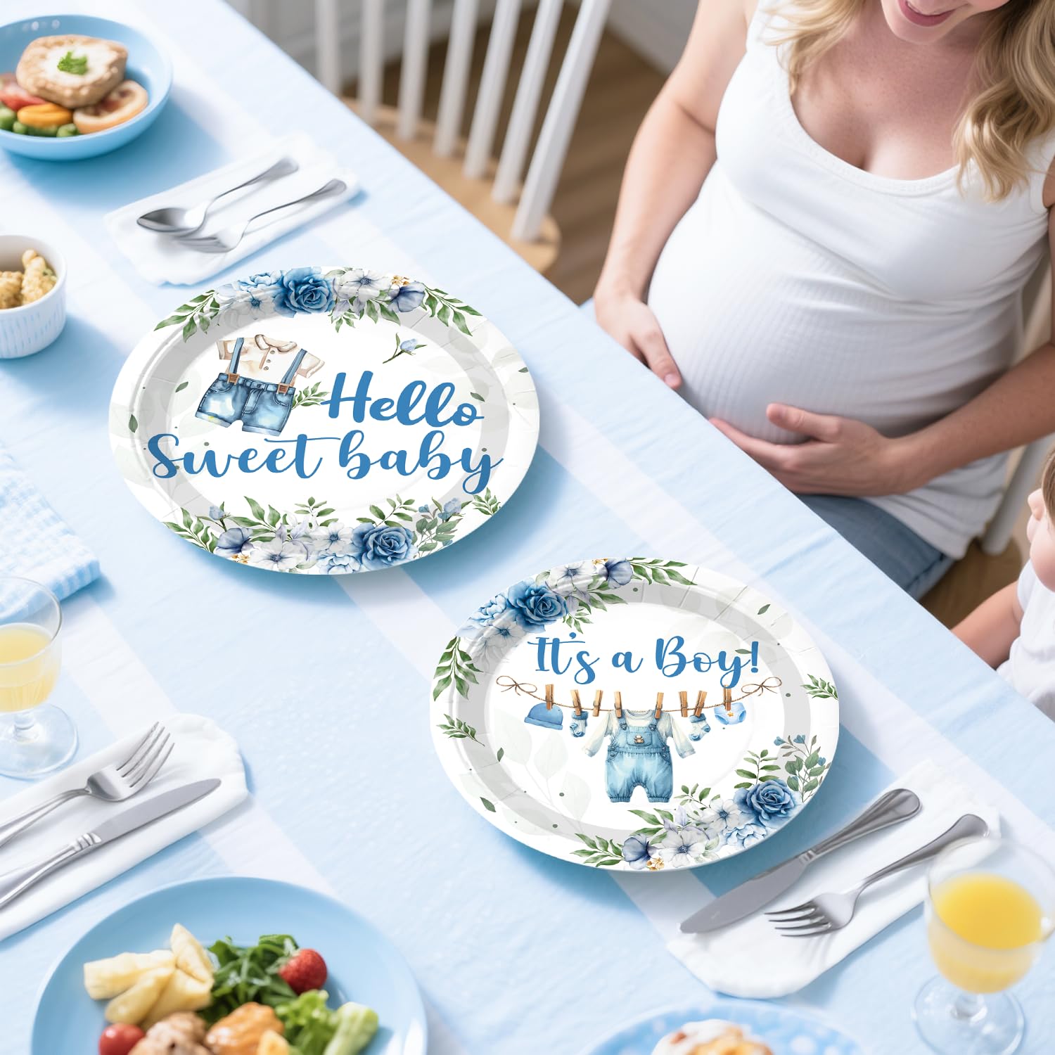 cocomigo Blue Boy Baby Shower Decorations, All-in-One Set for 20 Guests