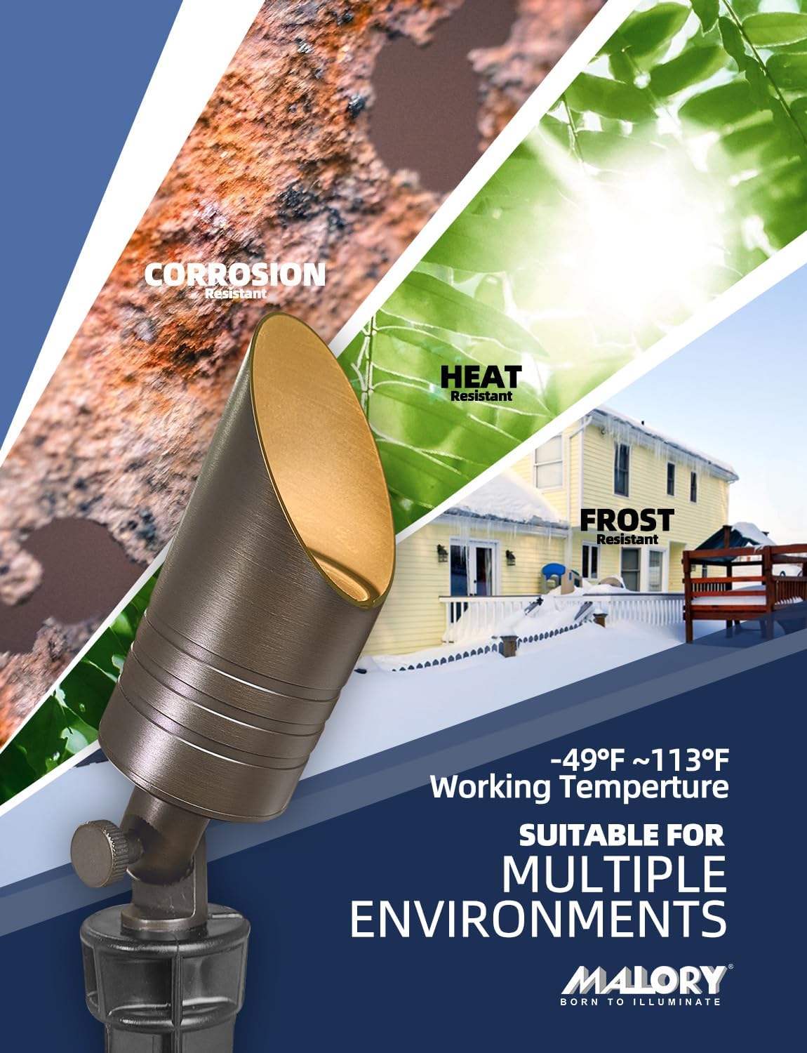 MALORY Brass Landscape Spot Lights,12V AC/DC Low Voltage LED Landscape Lighting,Waterproof Spot Up Light for Garden,Patio and Yard (S05-Bronze, 4-Pack with Bulb)