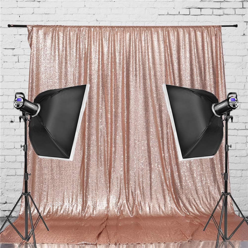 Eternal Beauty Rose Gold Sequin Backdrop, 6x8 Ft Glitter Background Curtains for Shimmer Photography Party Wedding Birthday Back Drop Decor