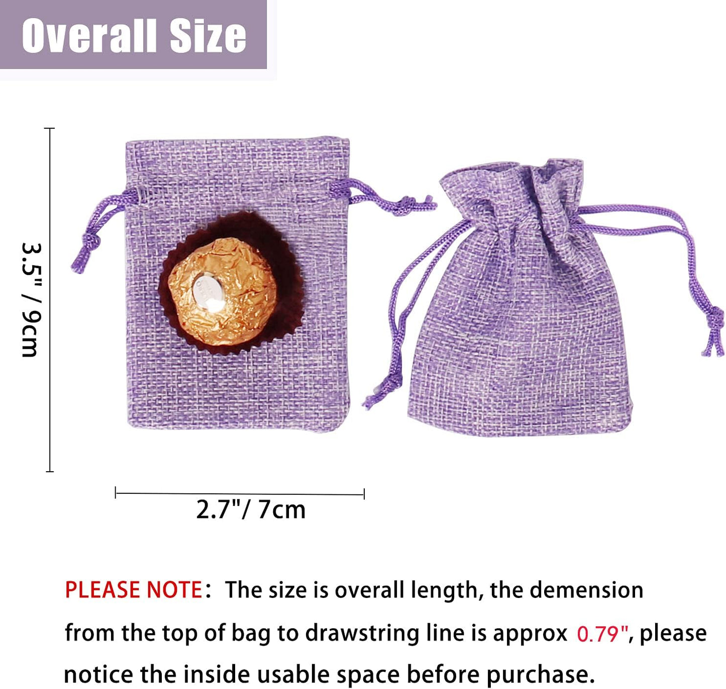 20Pcs Burlap Bags with Drawstring 2.7 x 3.5 Inch, Linen Small Party Favor Gift Bags Jewelry Pouches Sachet Sacks for Wedding, DIY Craft (Light Purple)