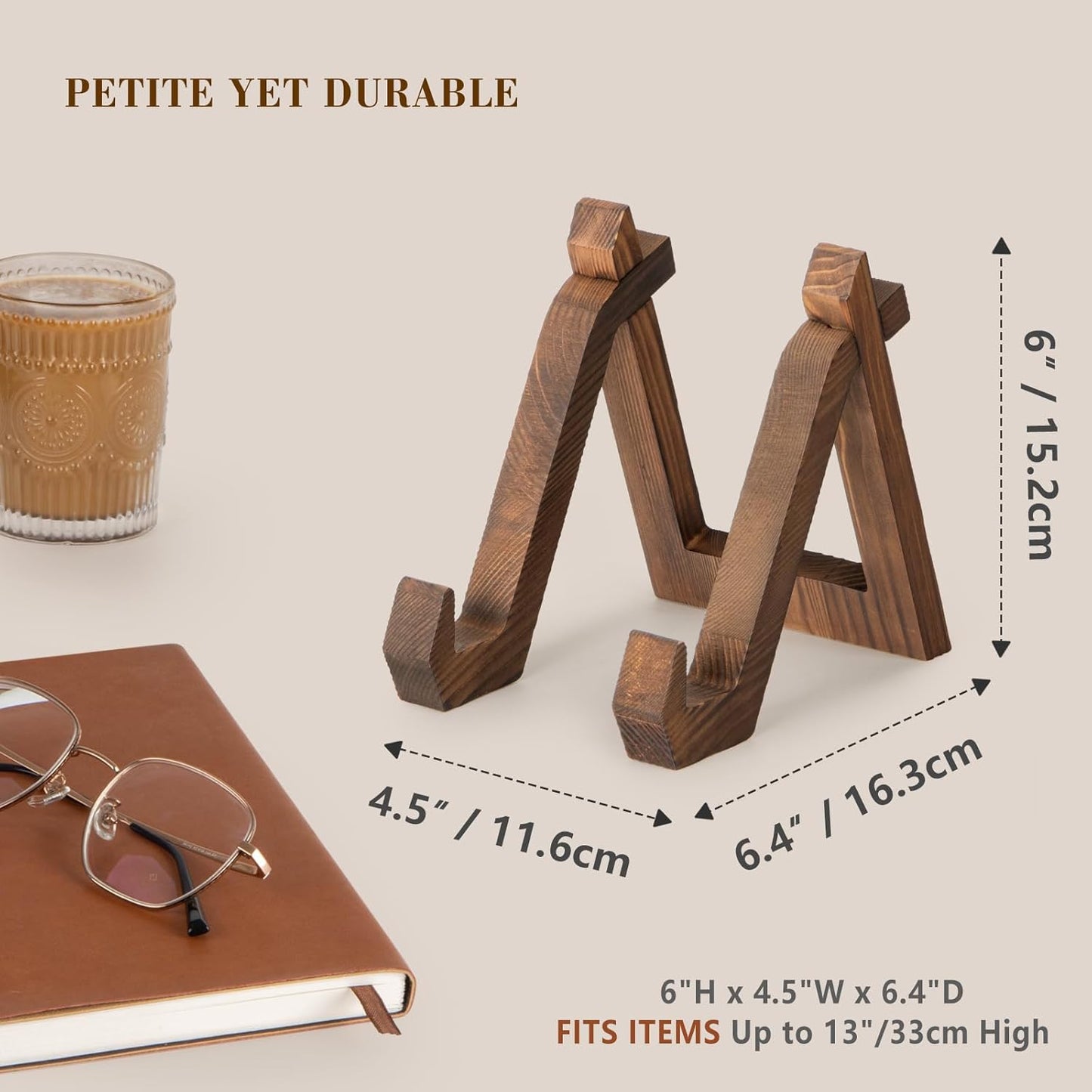 Plate Display Stand, 3 Pack 6 Inch Plate Holder for Displaying, Decorative Picture Frame Dish Photo Plaque Platter Wood Stand