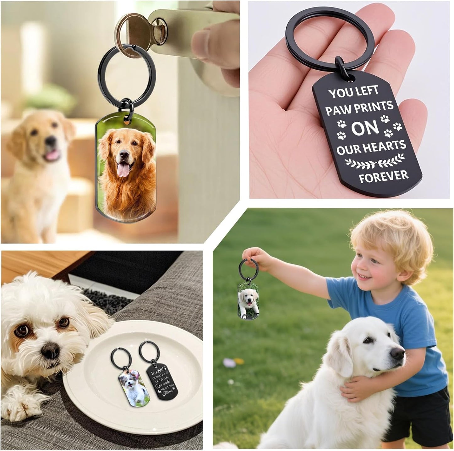 Custom Dog Memorial Photo Keychain Personalized Sympathy Gifts for Loss of Dog Memorial Passing Away Gifts for Dog Cat Lovers (02-Color)