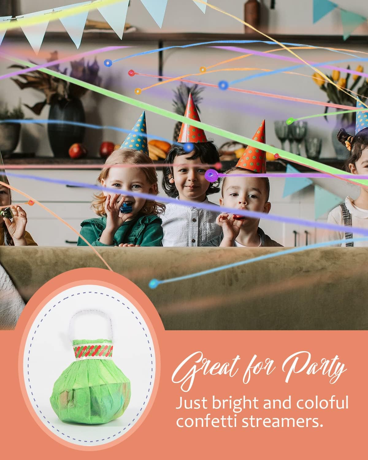 BATTIFE 40Pack Streamers Poppers - Colorful Hand Throw Confetti Poppers, No Mess Paper Crackers for Birthday Wedding Party Celebrations