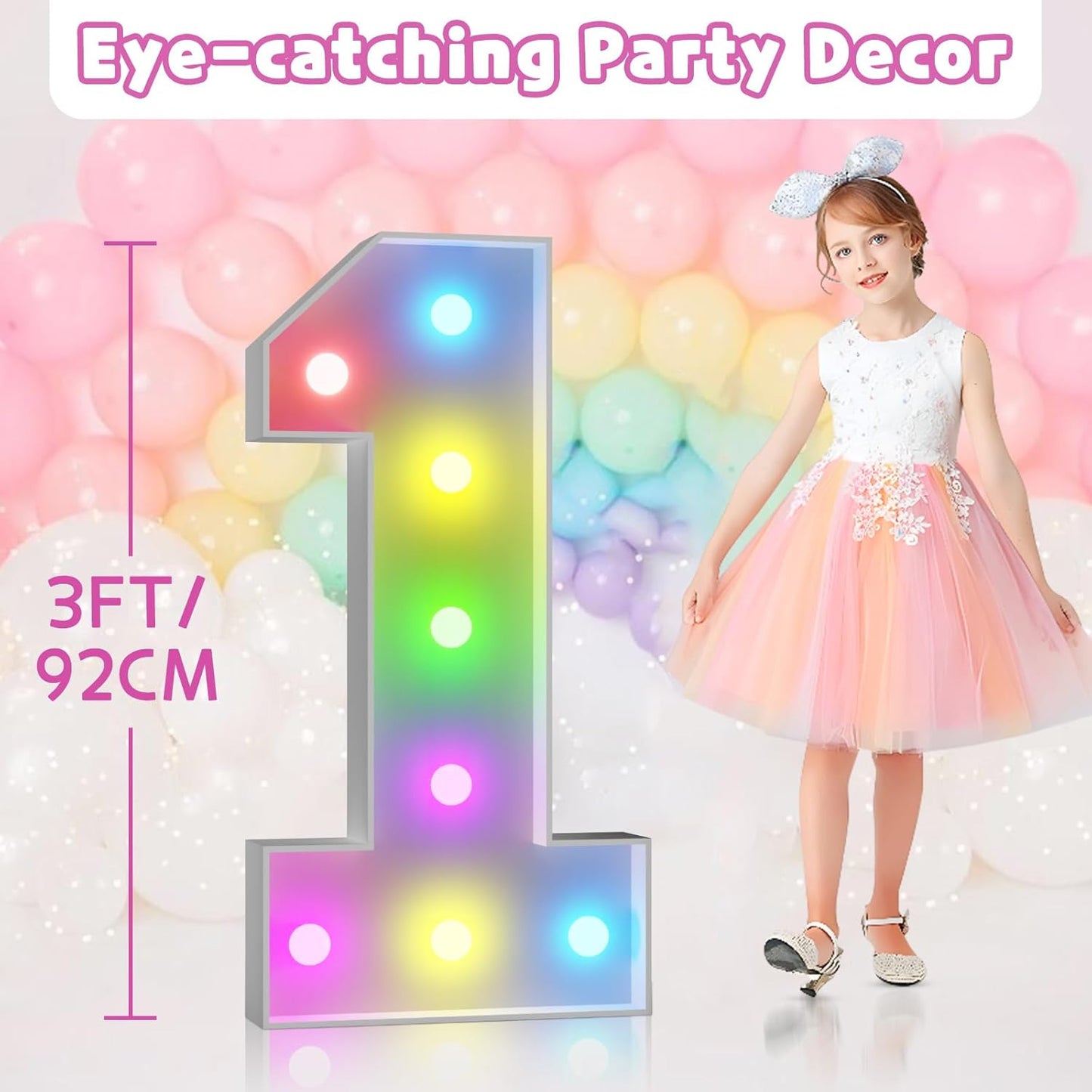 Marquee Numbers 18th-Birthday Decoration: Colorful 3FT Large Light Up 18 Year Old Birthday Decorations Anniversary Backdrop for Boys Girls Cardboard Sign 18 Colors Number 18 Mosaic Balloon Frame