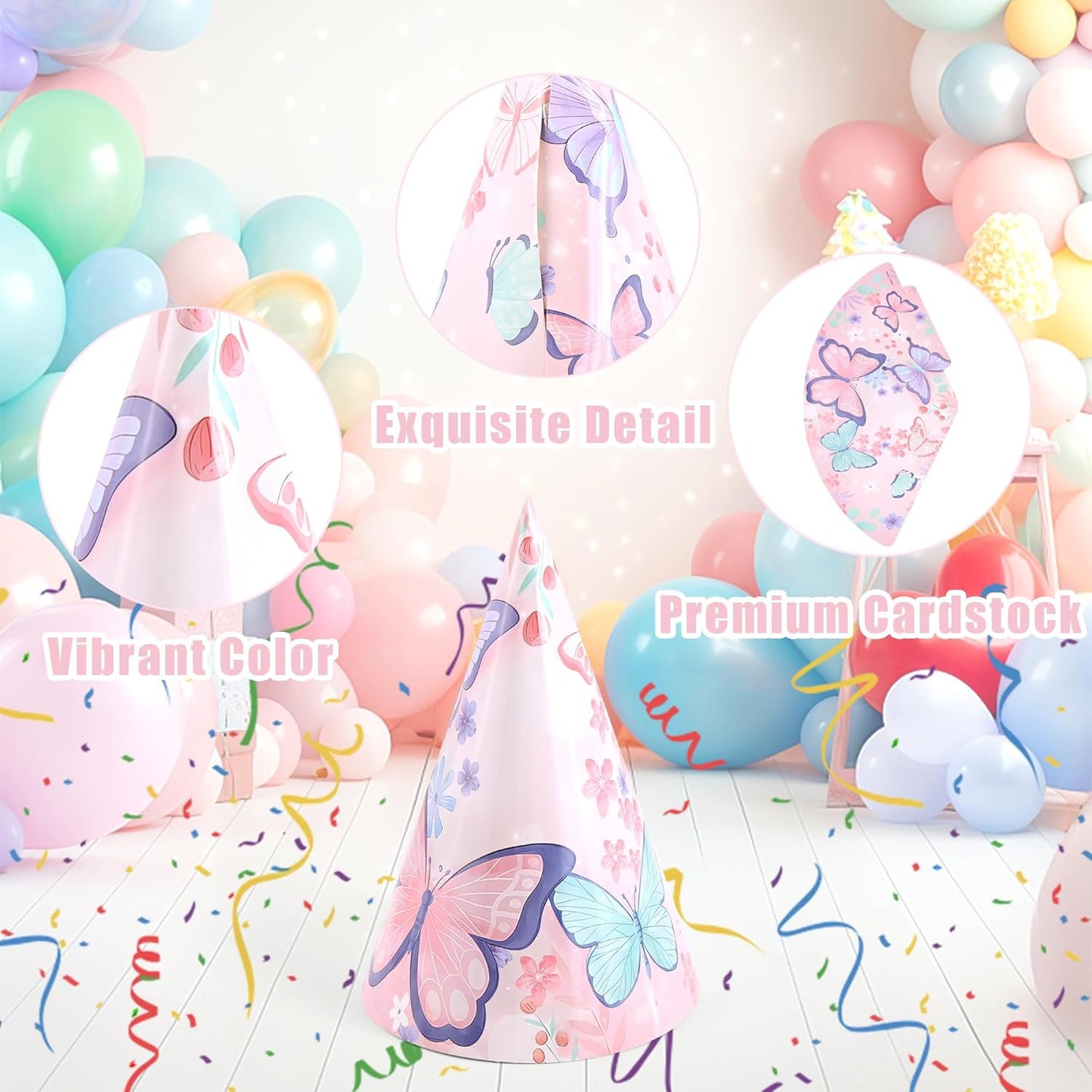 CANREVEL 12 PCS Party Hats for Kids and Adults, Party Headwear, Happy Birthday Hats, Birthday Party Decorations