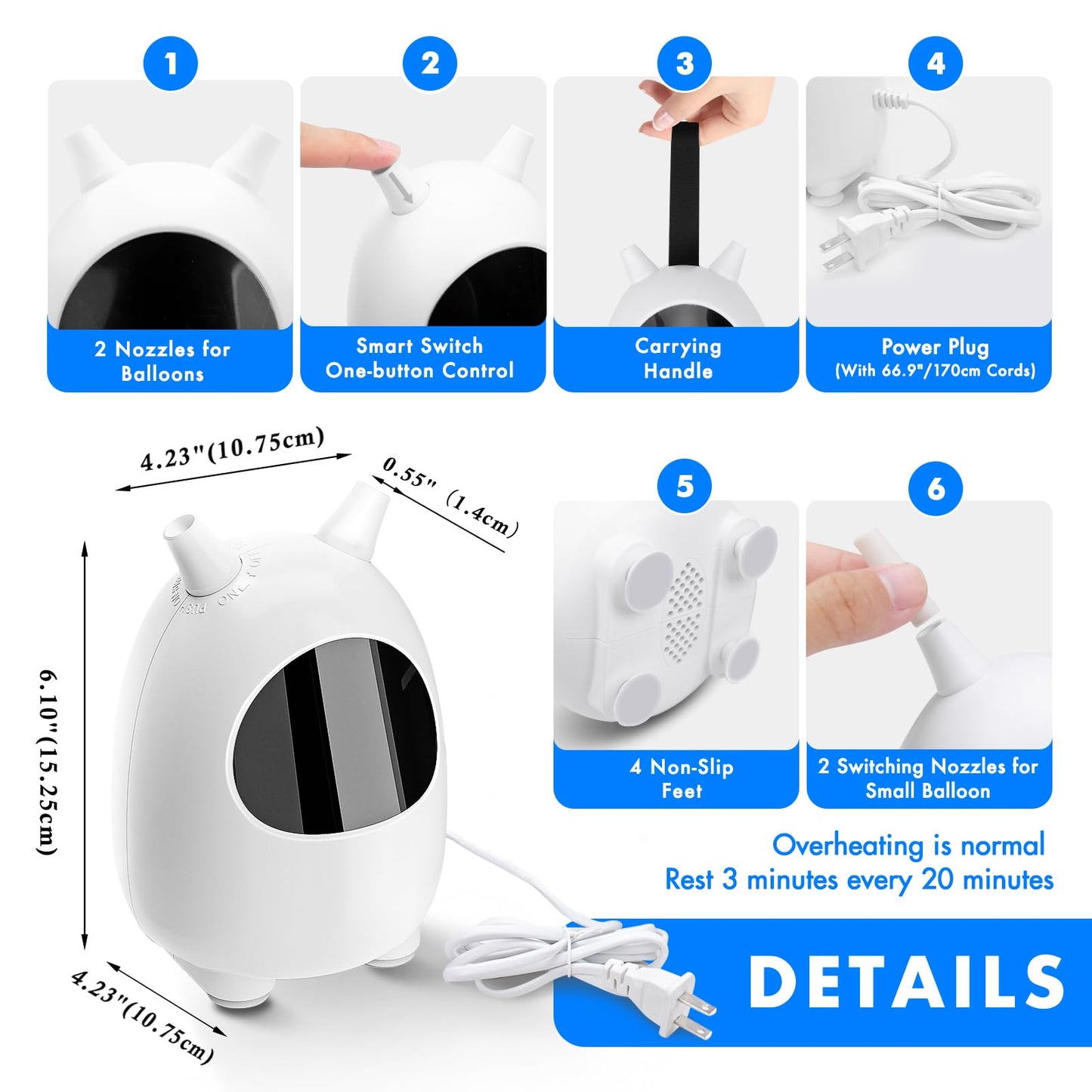 Balloon Pump Electric, SPLAKS Balloons Inflator Air Pump Portable Balloon Blower for Garland Arch