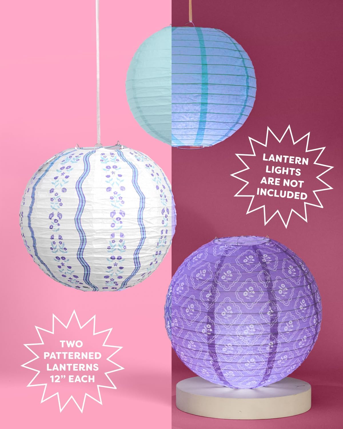 xo, Fetti Blue Coastal Paper Lanterns - 6 pcs. | Beach Party Decorations, Bachelorette Lights, Nautical Birthday Tablescape, Seaside Shower Centerpiece