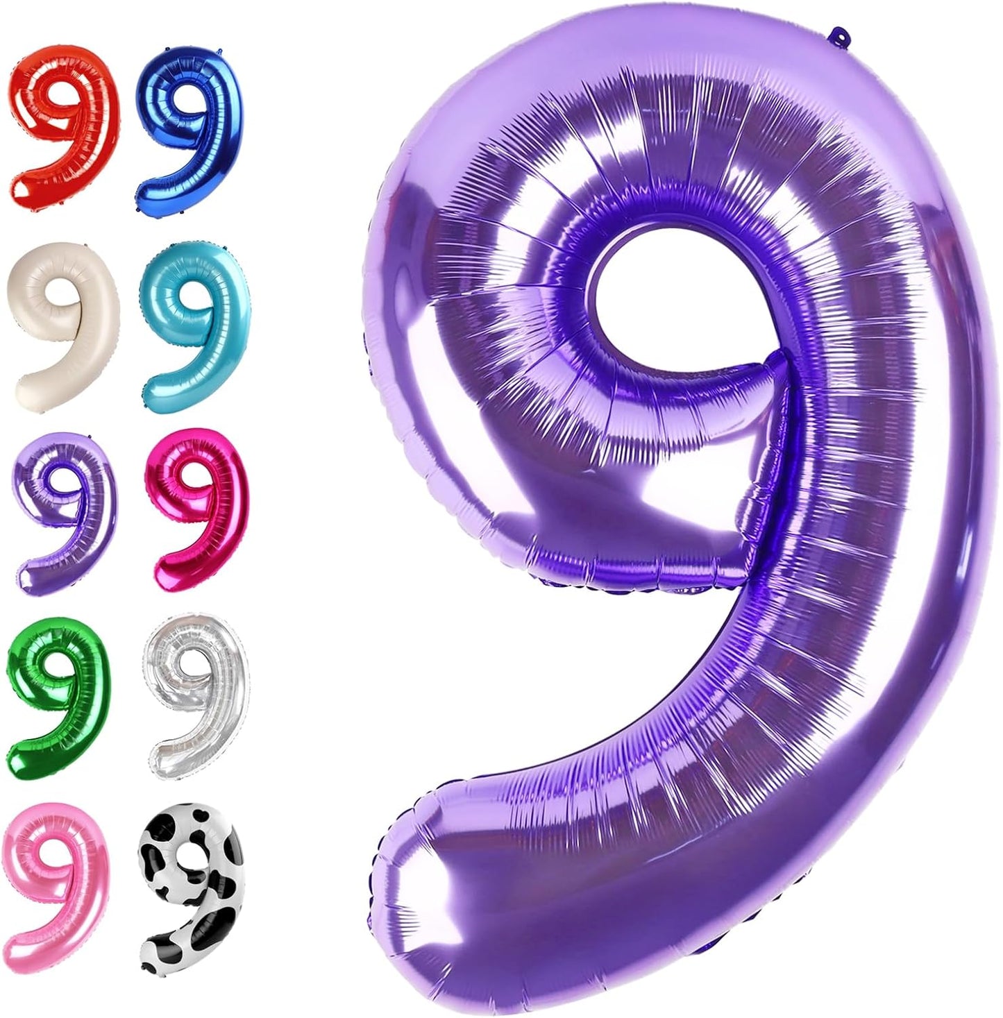 40 Inch Big Purple 9 Balloon Number, Jumbo Giant Happy 9th 19 29 39 49 99 Birthday Party Decorations, Large Nine Mylar Foil Anniversary Birthday Party Engagement Decorations