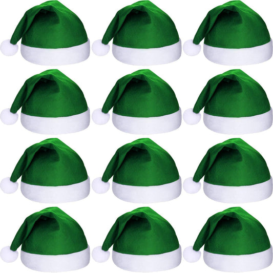 SATINIOR 12 Pieces Santa Hats Christmas Non Woven Fabric Hat for Holidays Xmas Party Supplies