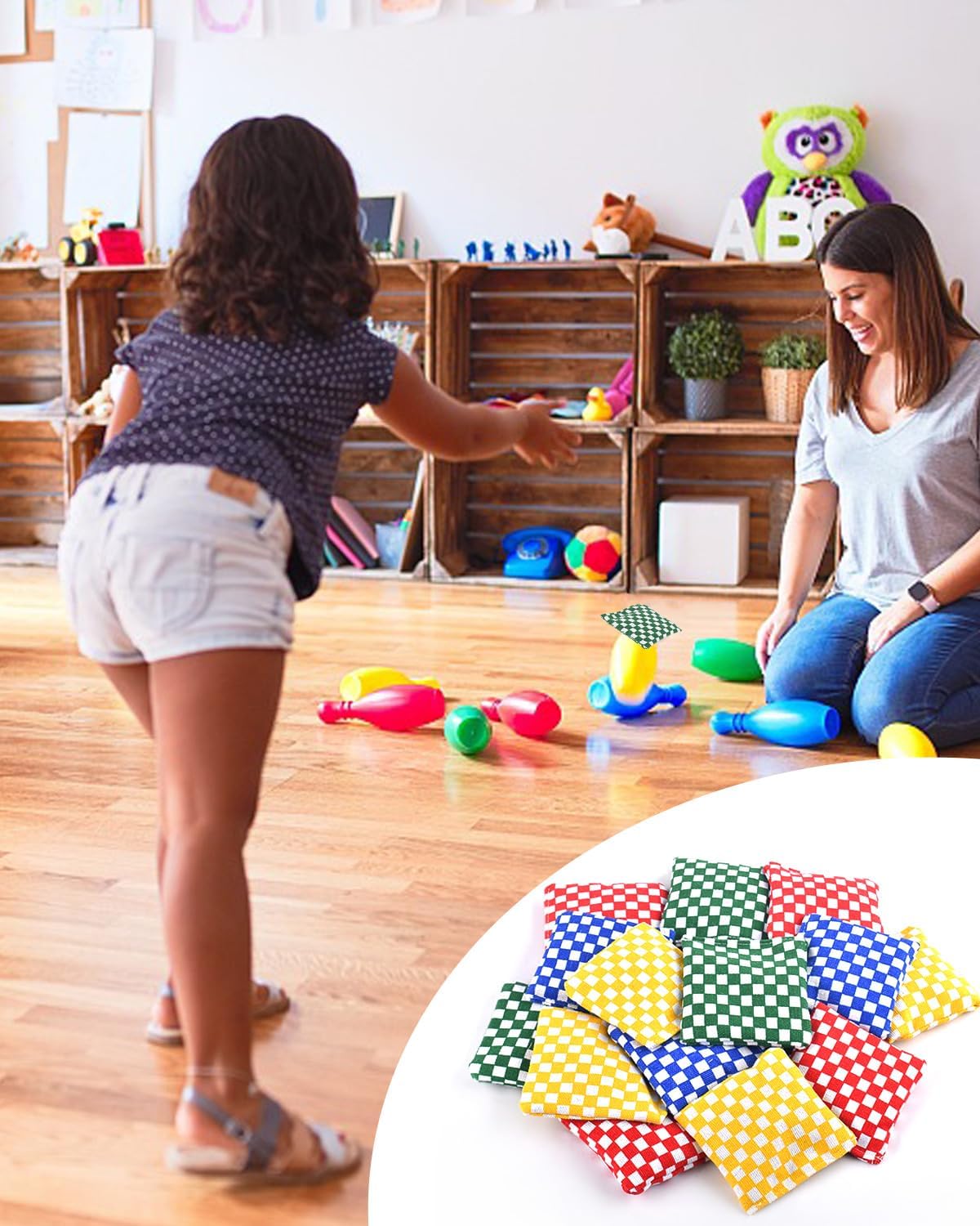 TINDTOP Mini Bean Bags for Tossing - 3.1" x 3.1", Cornhole Outdoor Toss Gaming Colorful Canvas Bean Bags Carnival Games Kids Beanbags Throwing Games for Kids