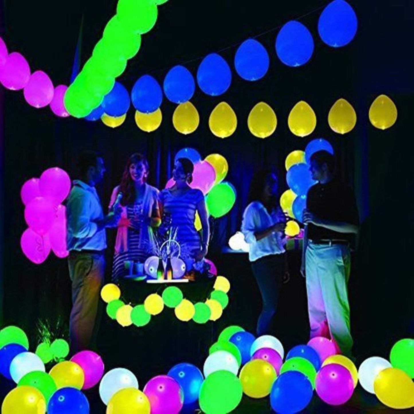 20 LED Light Up Balloons, 12 inch Neon Balloons Mixed Colors Flashing Lasts 24 Hours Glow in the dark for Birthday Glow Party Favors Supplies Wedding Halloween Christmas Decorations