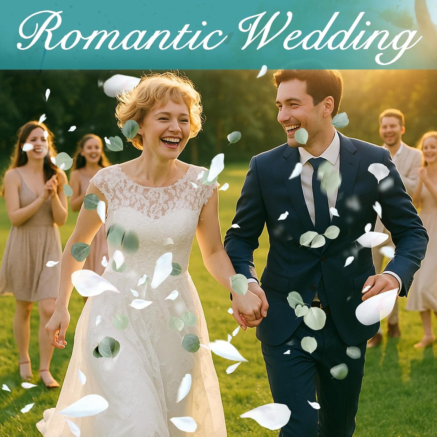 Real White Rose Petals & Natural Eucalyptus Leaves 2.12oz, Freeze Dried Flower Petals Confetti for Wedding Flower Girl, Aisle Table Centerpieces Garden Cake Bridal Shower Decor