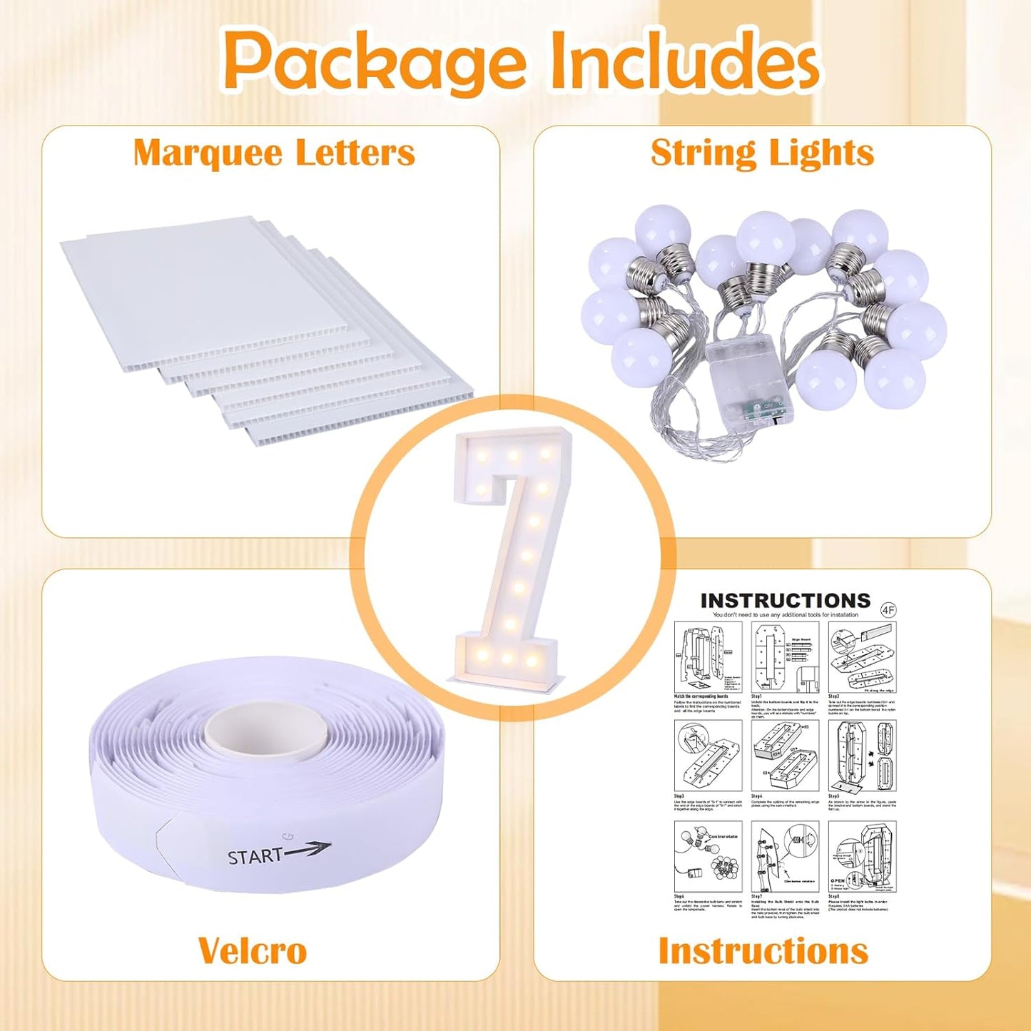 4ft Marquee for Numbers, Multifunctional Marquee for Numbers 4 Feet Tall, Mosaic Numbers for Balloons, Light up Numbers for Party Decorations, Birthday, Anniversary Party Decor (Number 7)