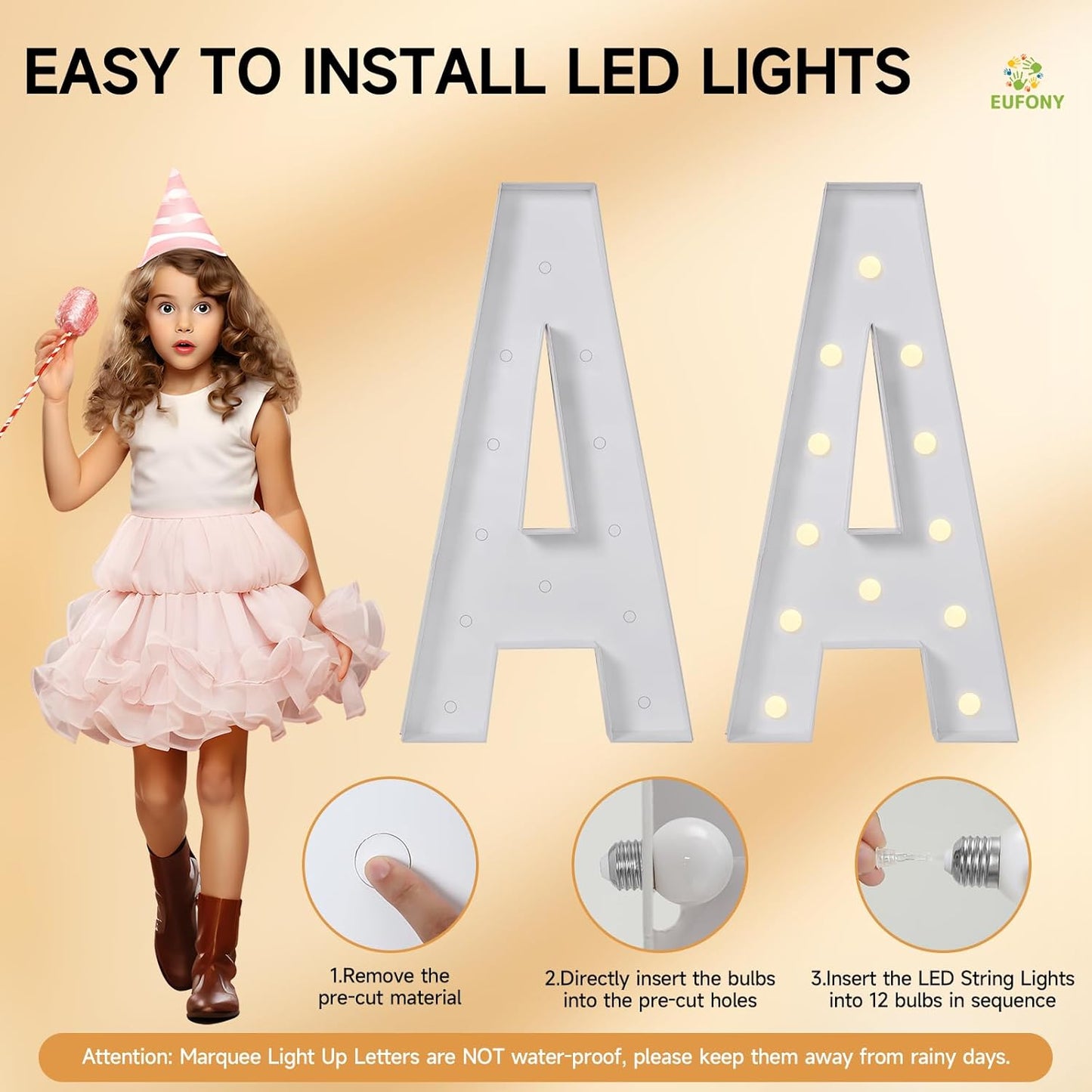 eufony Marquee Letters 4 Feet Tall, 4 FT Marquee Light Up Letters, Giant Light Up Letters 4FT for Birthday Party Baby Shower Gender Reveal Graduation Decorations, Letter O with LED Lights DIY Kit