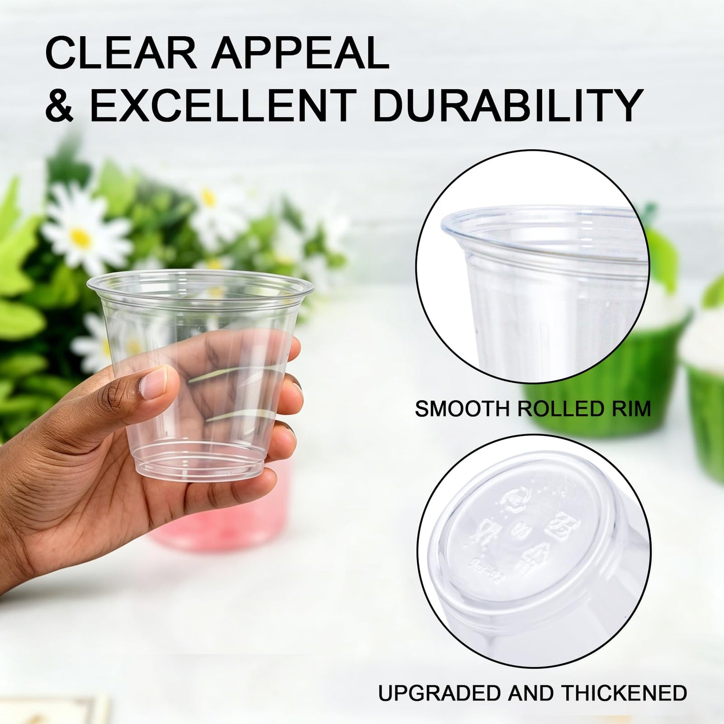 Lamosi 100 Pack 9 oz Clear Plastic Cups Disposable Cups