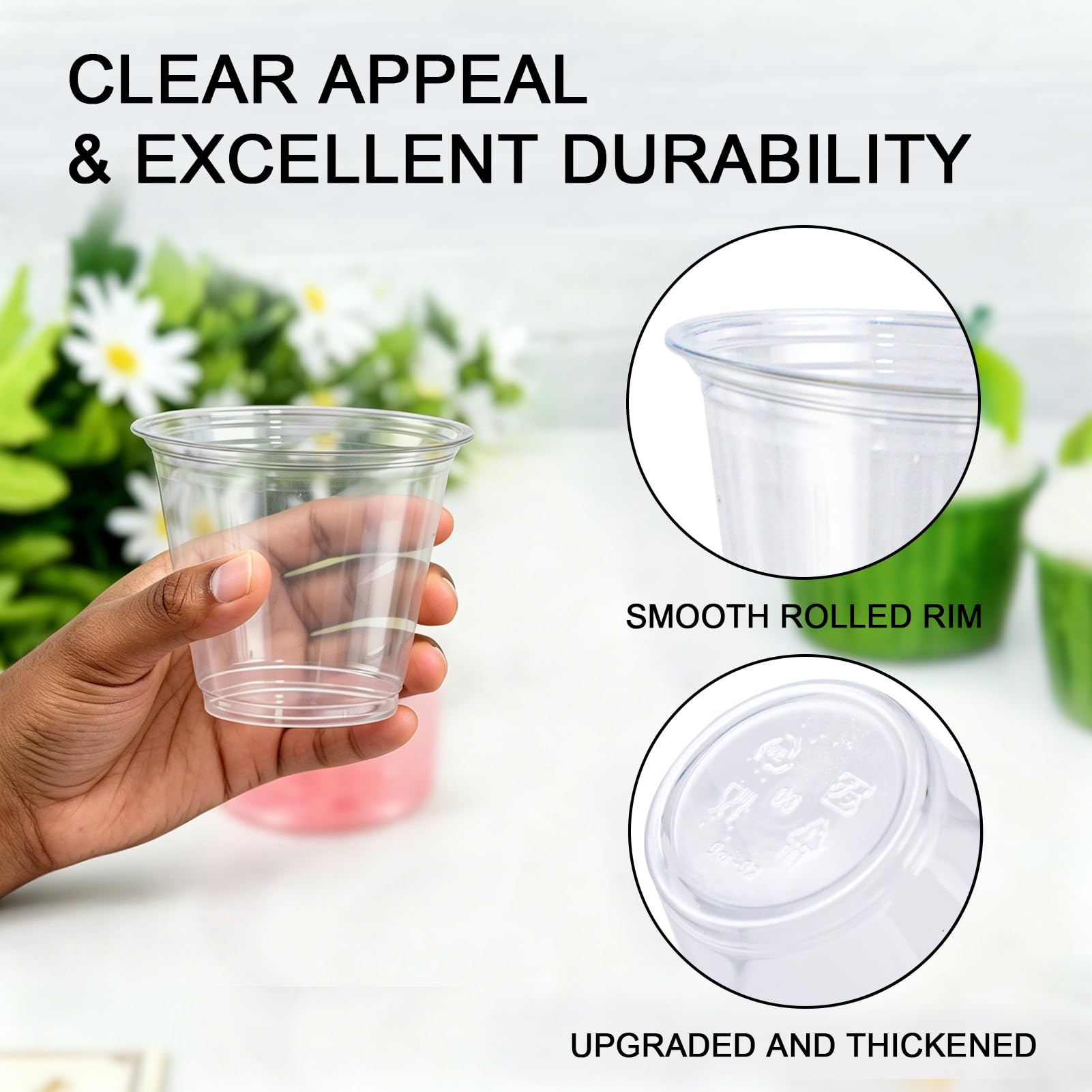 Lamosi 100 Pack 9 oz Clear Plastic Cups Disposable Cups