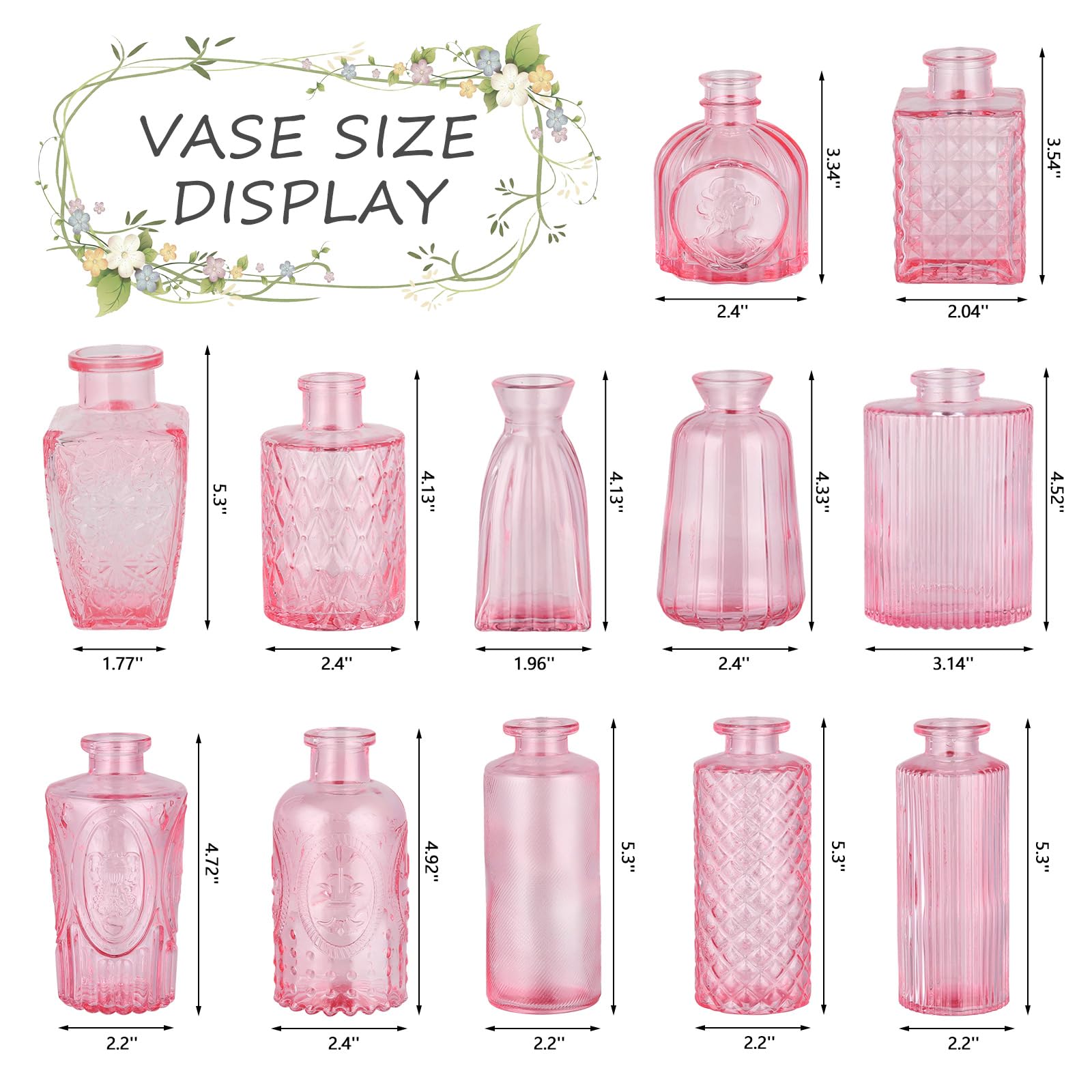 RUCKAE 12 Pack Glass Bud Vases Mini Flower Vase Small Vintage Vases for Centerpiece Table Wedding