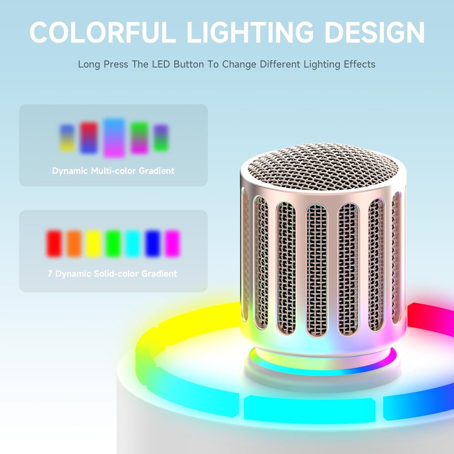 Wireless Microphones, Microphone with One-to-One Chip Connection, Controllable LED Lights, 40H Duration, 200FT Range Free Sing, Volume Control Microphone for Singing, Speech, Home Party, Youtube