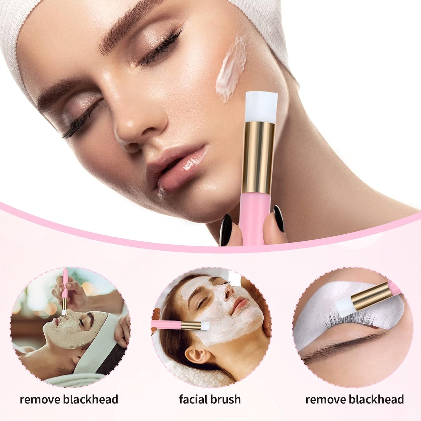 100 Pcs Lash Shampoo Bottle Brushes Set 20 Empty Foam Pump Dispensers 20 Label Stickers 20 Mascara Wands and Tubes 20 Cleansing Brush 20 Bag for Eyelash Extensions Aftercare(Pink)