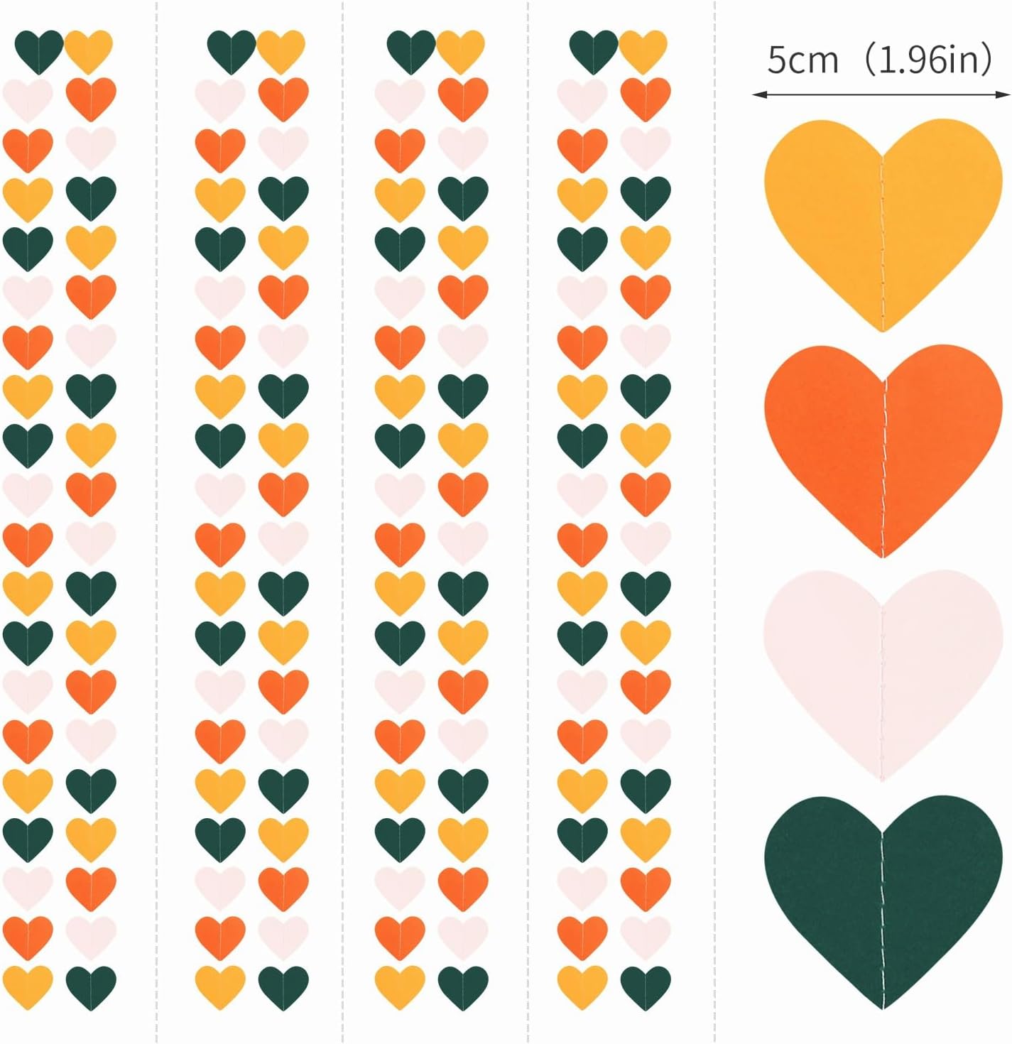 Pink Green Orange Party-Decorations Heart-Garland - 52ft Little Cutie Baby Shower Hanging Decoration Streamers Banner,Wedding Bridal Shower Birthday Spring Summer Fall Autumn Decor Panduola