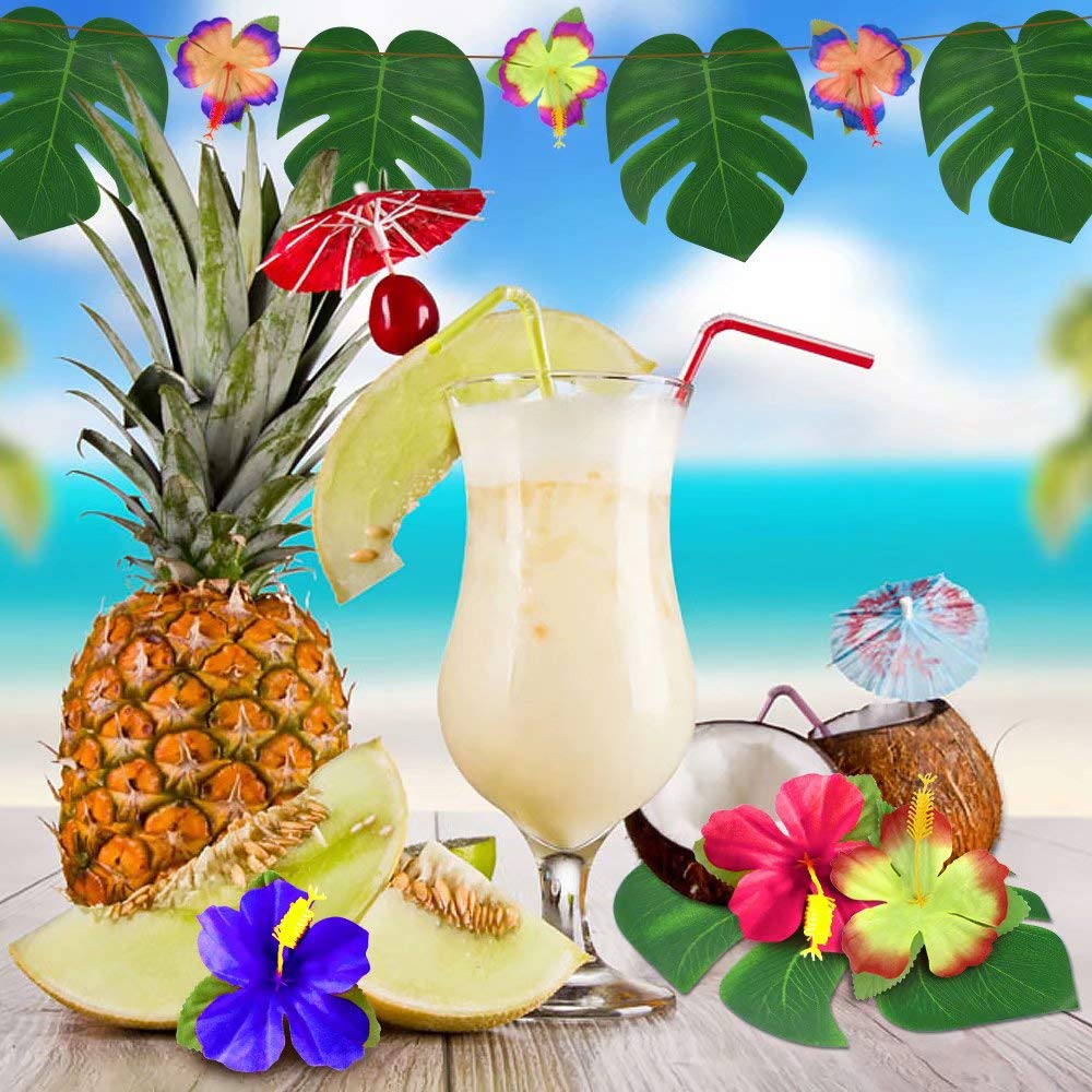 UMIKU 60Pcs Luau Party Decorations Tropical Hawaiian Supplies Palm Leaves