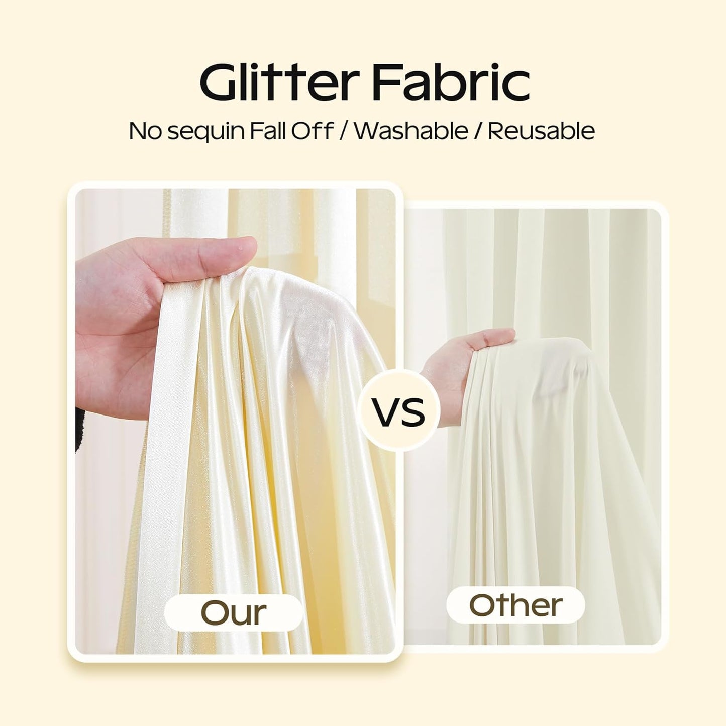 Champagne Glitter Backdrop Curtain for Parties Wedding,10Ft x 10Ft Satin Shimmer Photo Backdrop,Non-Wrinkle Sparkle Drapes for Backdrop,Back Drop for Photography, Birthdays,Weddings,Prom