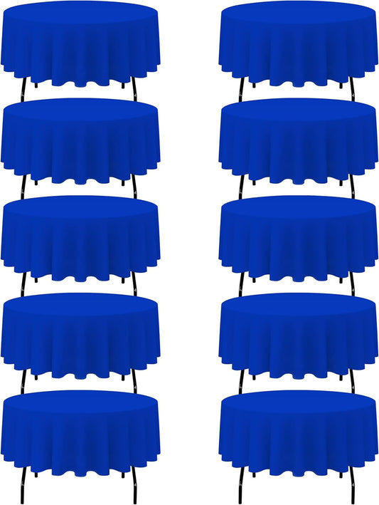 BRILLMAX 10 Pack Royal Blue Round Tablecloths 90 Inch - Circle Bulk Linen Polyester Fabric Washable Table Cloth Cover for Wedding Reception Banquet Birthday Party Buffet Restaurant