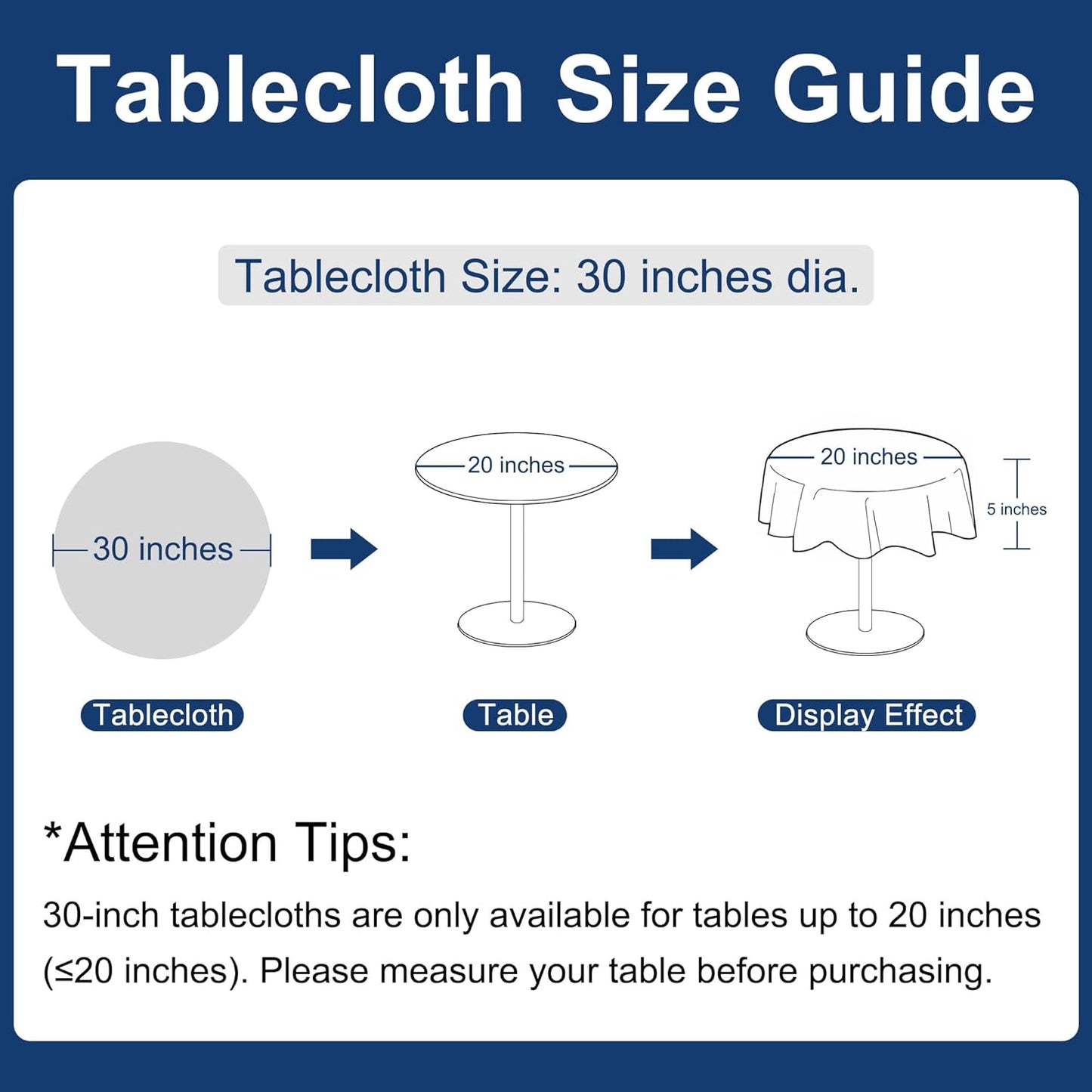 Hiasan Round Linen Tablecloth 30 Inch - Wrinkle and Stain Resistant Washable Polyester Fabric Table Cloth for Dining Room Kitchen Party, Stone