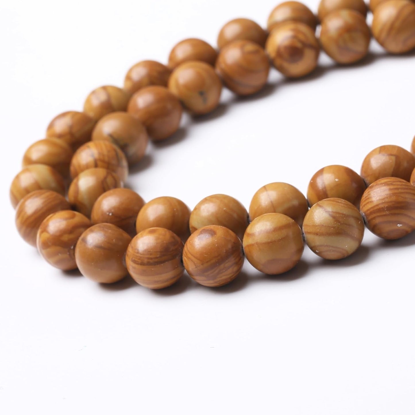 Yellow Woodgrain 8MM Stone Beads for Jewelry Making DIY Craft Gemstone Beads Kit, (45pcs) Smooth Healing Crystal Beads for Bracelets, Necklaces, Home Decor