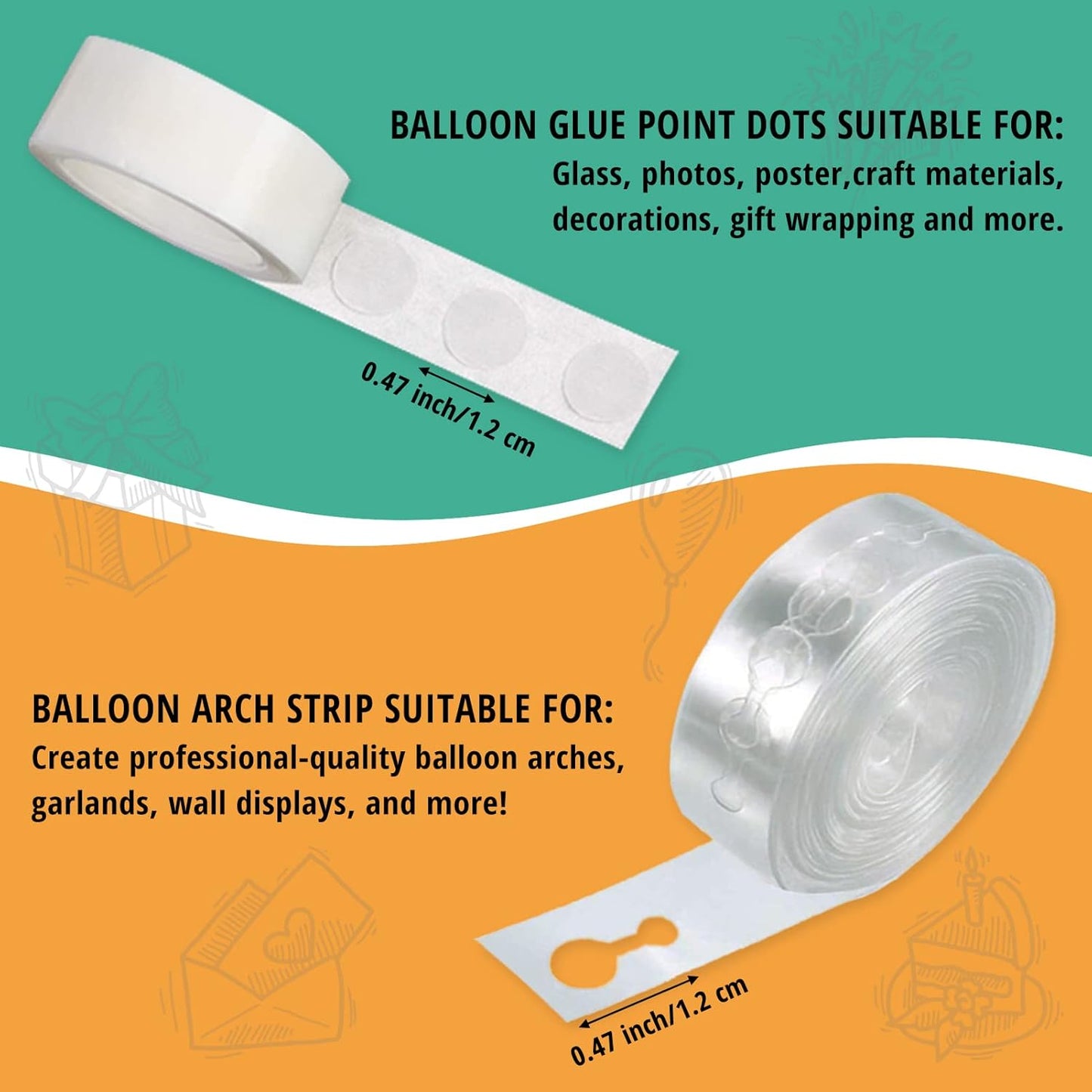 Balloon Arch Kit, 82ft Easy DIY Balloon Decorating Garland Strip and 500Pcs Glue Point Dots Tape for Balloon Arch, Decorations Making
