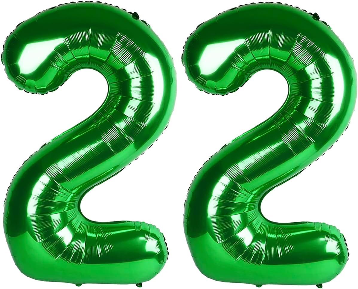40 Inch Big Green Number 22 Balloon Birthday Decoration, Number 22 Helium Balloon 22 Celebration, Boy Girl Baby Anniversary Party Graduations Supplies Decorations
