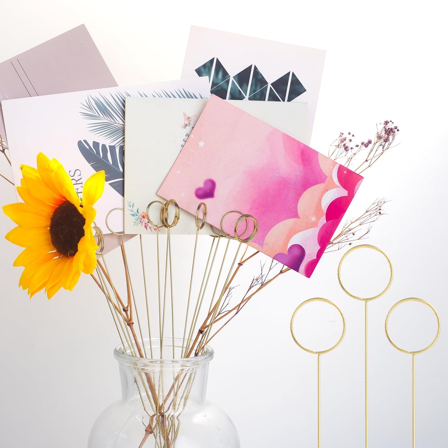 Gegraterwa Picture Holders for Centerpieces,40Pcs Gift Card Holder Picks,Metal Photo Holders for