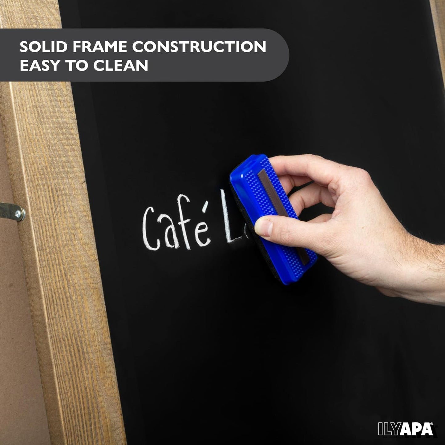 Ilyapa A-Frame Chalkboard Sidewalk Sign - 58 x 27 inches, Folding Standing Sandwich Sign – Freestanding Barnwood Magnetic Sandwich Menu Display