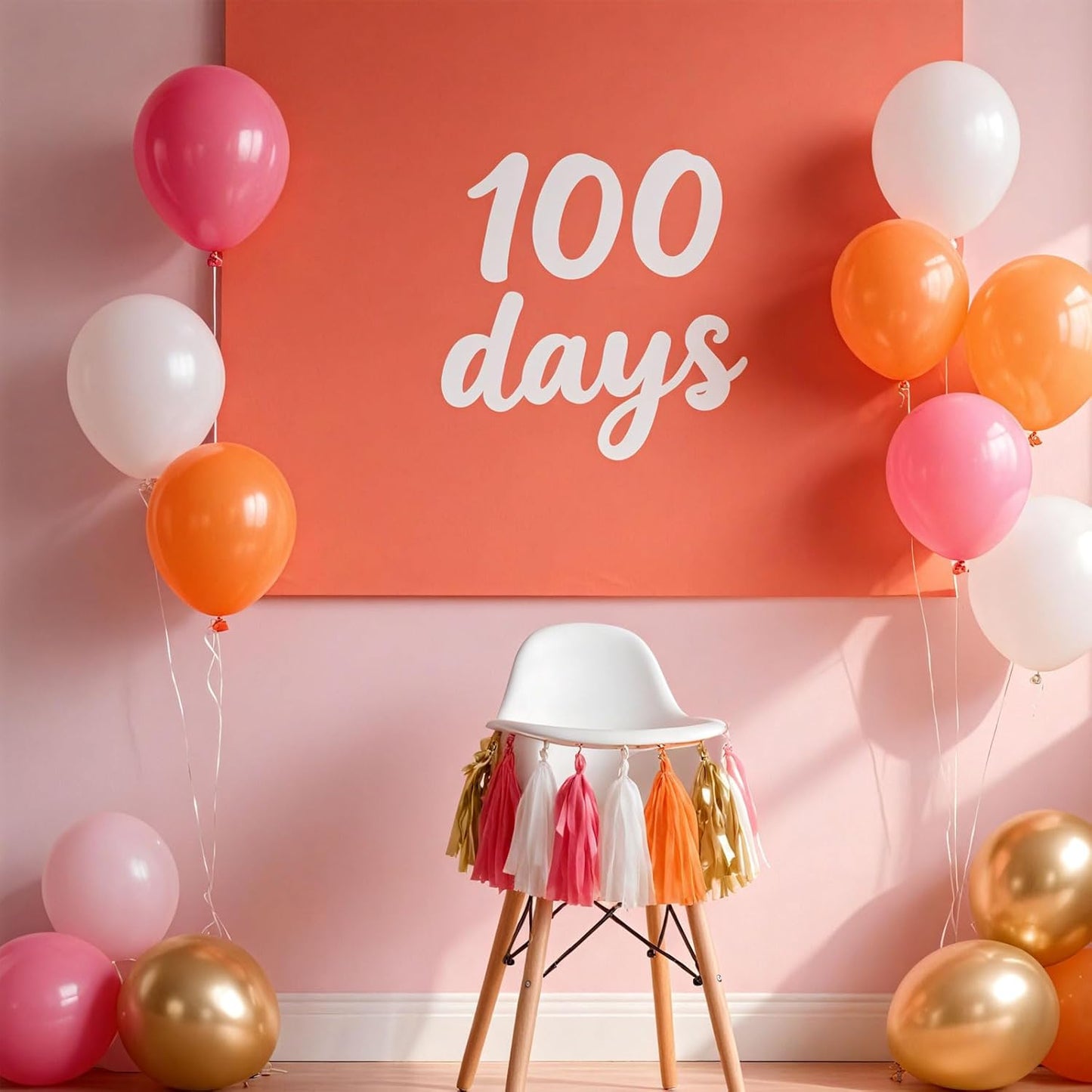 Shiny Tassel Garland Tissue Paper Tassel Banner,Tassels Decorations for Summer Luau Flamingo Girl,Wedding,Pumpkin Birthday Party,Bridal/Baby Shower,Pack of 20 (Hot Pink/Orange/Gold/White)