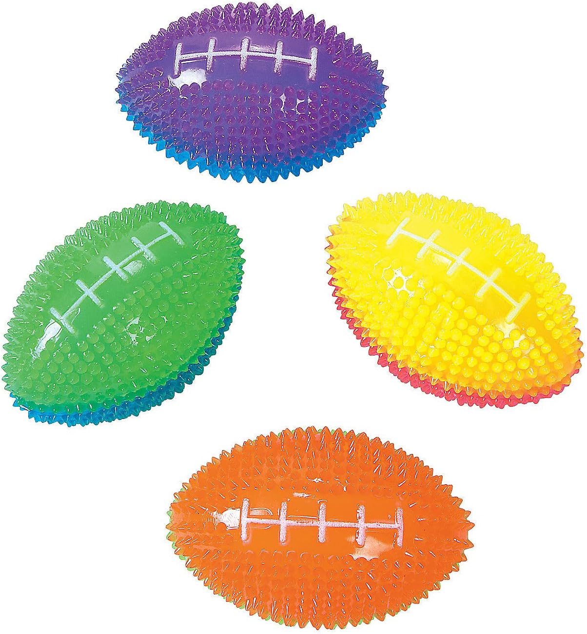 Fun Express Light Up Mini Footballs Bulk Set of 12 - Glow in Dark Rubber Football Toys for Kids Ages 6-12 for Boys 8-10 Year Old | Outdoor Games & Sports Party Favors