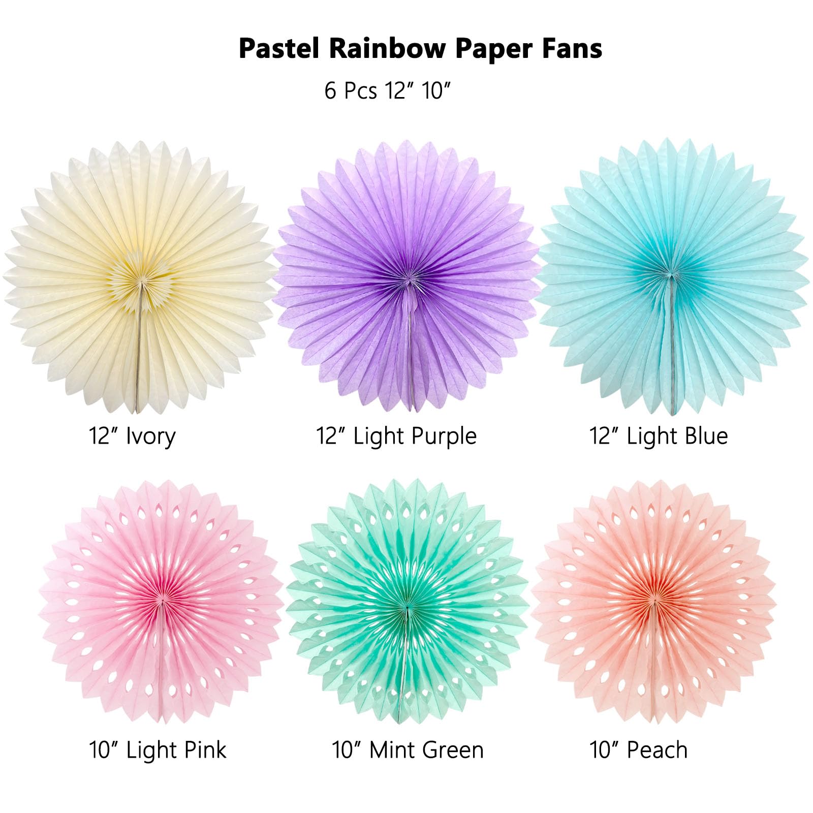 ANSOMO Pastel Rainbow Paper Fans Party Decorations Colorful Ice Cream Easter Macaron Wall Hanging