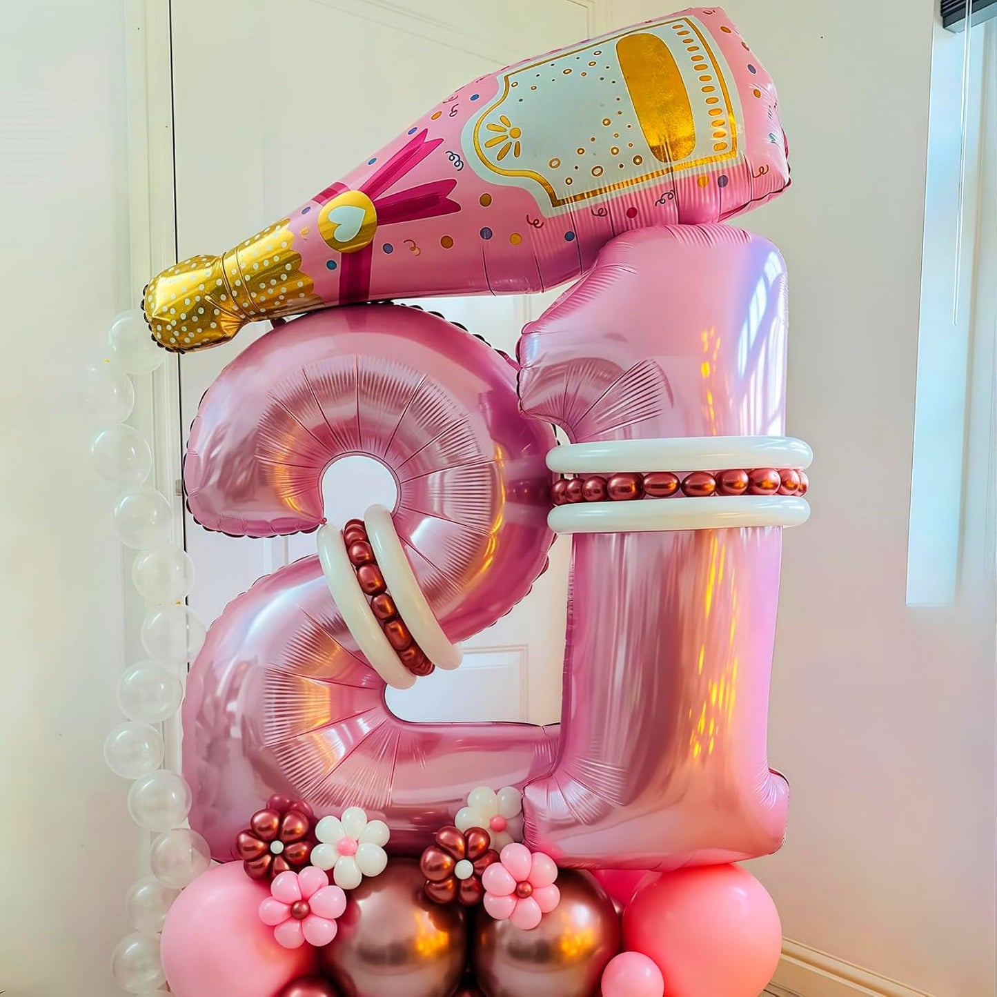 Pastel Pink 3 Balloon, Light Pink 3 Balloons Number,40 Inch Helium Foil Mylar Number 3 Balloon for Birthday Party