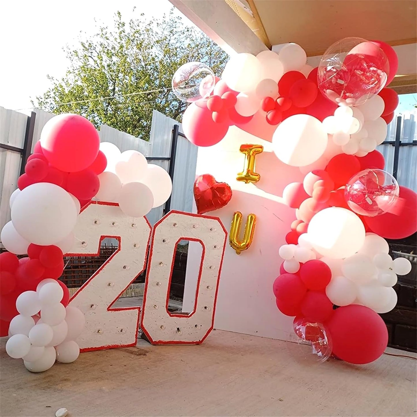 12 Inch Red White Confetti Latex Balloons Set, 35 Pack - Helium Party for Girls Women Birthday Wedding Christmas Valentine's Day Decoration