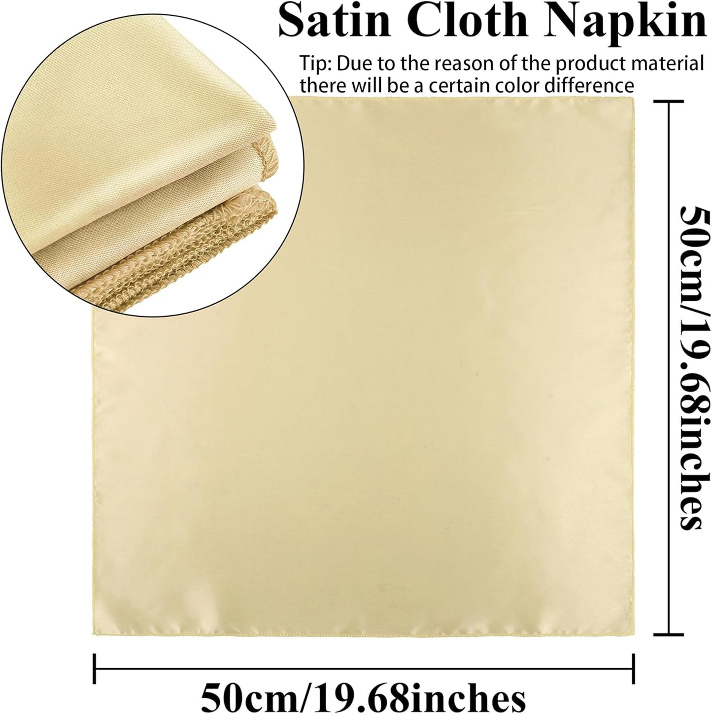 Aneco 12 Pieces Satin Napkin Square 20 x 20 Inches Dinner Napkins Weddings Party Napkin Soft Table Napkins for Romantic Weddings Party Dinner Decoration (Champagne)