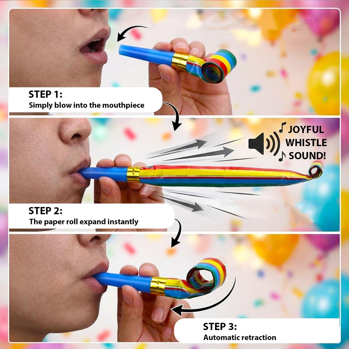 Koogel 100 PCS Party Blowers Bulk for Party Favors, Birthday Noisemakers